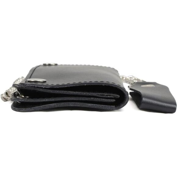 Leather MLW7802 Men's 6” Leather Long Bi-Fold Biker Wallet - Picture 5 of 8